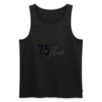 75 Ans - Débardeur bio Premium Homme - noir - Devant - AI Model Male 178 light (178cm)