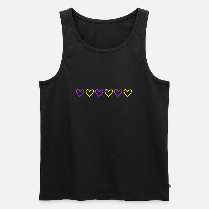 Herzen Linie Bunt - Männer Premium Bio Tank Top - Schwarz