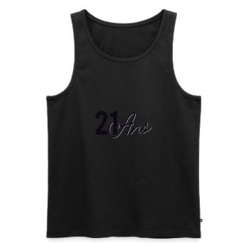 21 Ans - Débardeur bio Premium Homme - noir - Devant - AI Model Male 178 light (178cm)