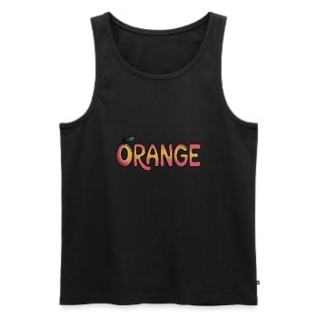 Cute Orange - Cool Vintage Fruit Logo - Men's Premium Organic Tank Top - black - Front - Michal (187cm)
