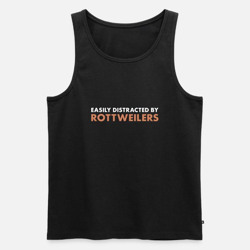 Easily Distracted By Rottweiler - Männer Premium Bio Tank Top - Schwarz