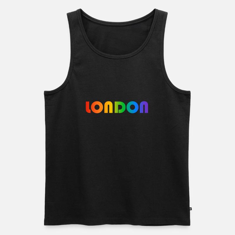 London Regenbogen Text - Männer Premium Bio Tank Top - Schwarz