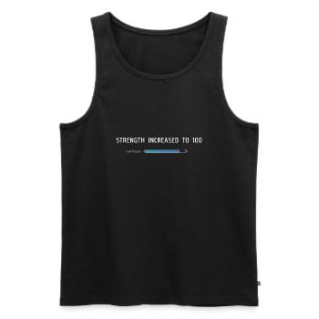 Stärke auf 100 erhöht - Männer Premium Bio Tank Top - Schwarz - Vorne - AI Model Male 178 light (178cm)