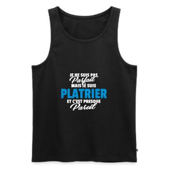 Pas parfait mais plâtrier - Débardeur bio Premium Homme - noir - Devant - Michal (187cm)