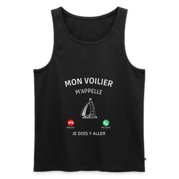 Mon voilier m appelle je dois y aller ! voilier - Débardeur bio Premium Homme - noir - Devant - Michal (187cm)
