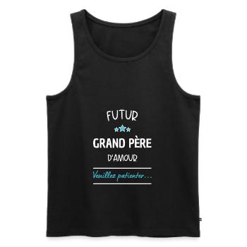 Futur grand père d'amour ! Cadeau grand père - Débardeur bio Premium Homme - noir - Devant - AI Model Male 178 light (178cm)