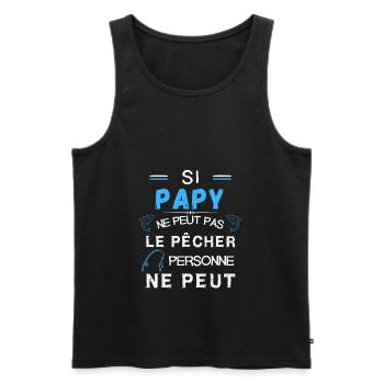 papy pêcheur canne à pêche - Débardeur bio Premium Homme - noir - Devant - Michal (187cm)