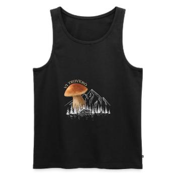 Outfit für Pilzsammler mit Bergen Steinpilz Pilz - Männer Premium Bio Tank Top - Schwarz - Vorne - Michal (187cm)