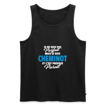 Pas parfait mais cheminot - Débardeur bio Premium Homme - noir - Devant - Michal (187cm)
