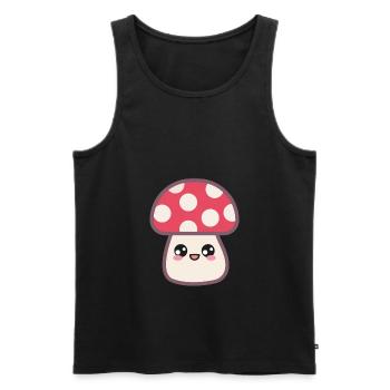 Champignon à mouches Doux Kawaii - Débardeur bio Premium Homme - noir - Devant - Michal (187cm)