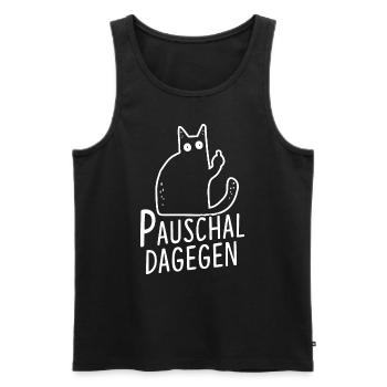 Pauschal Dagegen Katze - Männer Premium Bio Tank Top - Schwarz - Vorne - Michal (187cm)