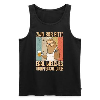 Zwei Bier bitte Hauptsache Groß - Männer Premium Bio Tank Top - Schwarz - Vorne - Michal (187cm)