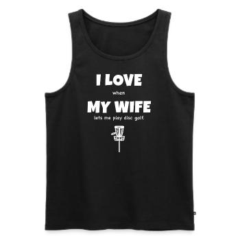 I Love When My Wife Lets Me Play Disc Golf - Débardeur bio Premium Homme - noir - Devant - AI Model Male 178 light (178cm)