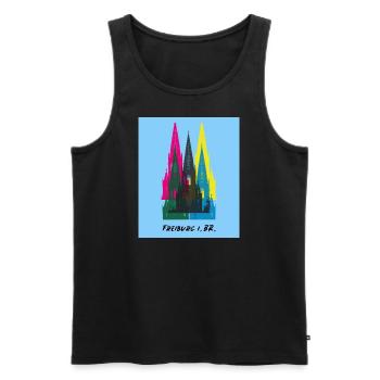 Freiburg - Münster Turm Collage hellblau - Männer Premium Bio Tank Top - Schwarz - Vorne - Michal (187cm)