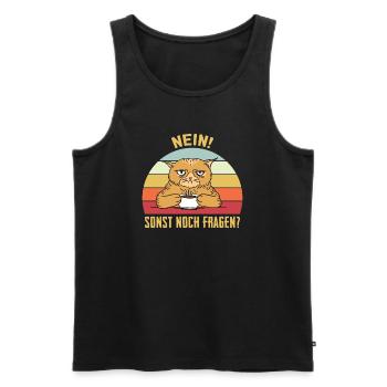 Nein! Sonst noch Fragen. - Männer Premium Bio Tank Top - Schwarz - Vorne - Michal (187cm)