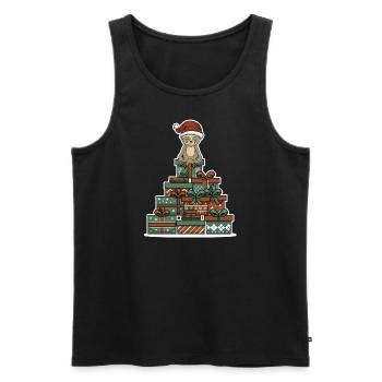 Weihnachten Faultier Meditation Weihnachtsmütze - Männer Premium Bio Tank Top - Schwarz - Vorne - Michal (187cm)
