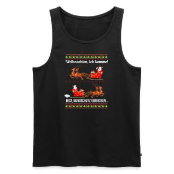 Weihnachtsmann dreht um Mundschutz vergessen - Männer Premium Bio Tank Top - Schwarz - Vorne - Michal (187cm)