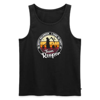 Happy Halloween Team Reaper "Ich kam zur Party" - Männer Premium Bio Tank Top - Schwarz - Vorne - Michal (187cm)