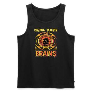 Lecture Les enseignants aiment les cerveaux Zombie Teacher School - Débardeur bio Premium Homme - noir - Devant - AI Model Male 178 light (178cm)