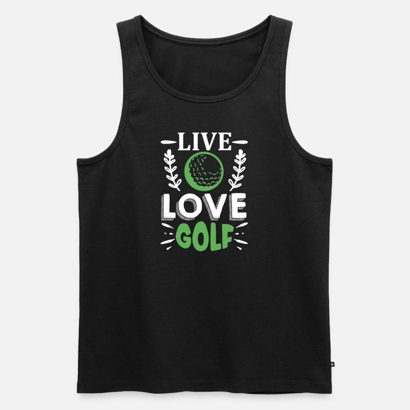 LIVE LOVE GOLF - Männer Premium Bio Tank Top - Schwarz
