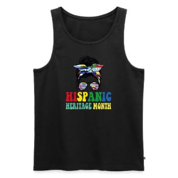 Mois du patrimoine hispanique Pays latins Carte Drapeaux - Débardeur bio Premium Homme - noir - Devant - AI Model Male 178 light (178cm)