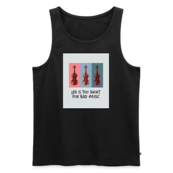 Drei Violinen - Life is too short for bad music - Männer Premium Bio Tank Top - Schwarz - Vorne - Michal (187cm)