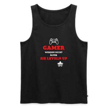GAMER WERDEN NICHT ÄLTER SIE LEVELN UP - Männer Premium Bio Tank Top - Schwarz - Vorne - Michal (187cm)