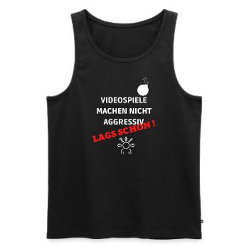 VIDEOSPIELE MACHEN NICHT AGGRESSIV LAGS SCHON - Männer Premium Bio Tank Top - Schwarz - Vorne - Michal (187cm)