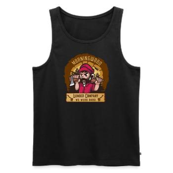 Morningwood Lumber Company Lumberjacks Nous travaillons dur - Débardeur bio Premium Homme - noir - Devant - AI Model Male 178 light (178cm)