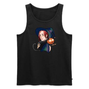Halloween Meow - Men's Premium Organic Tank Top - black - Front - AI Model Male 178 light (178cm)