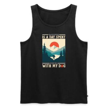 Happiness Is A Day Spent Hiking With My Dog - Männer Premium Bio Tank Top - Schwarz - Vorne - Michal (187cm)