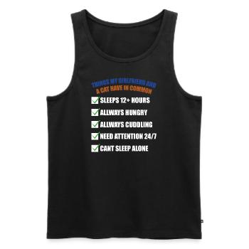 Things my girlfriend & cats have in common - Men's Premium Organic Tank Top - black - Front - Michal (187cm)