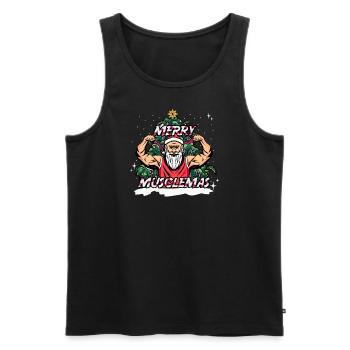 Christmas Muscle Santa Tree - Men's Premium Organic Tank Top - black - Front - Michal (187cm)