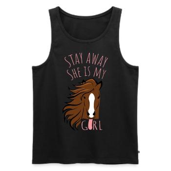 Pferdemotiv - Finger weg. Sie gehört mir! - Männer Premium Bio Tank Top - Schwarz - Vorne - Michal (187cm)