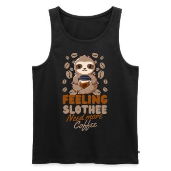 Sloth Coffee Cafe Sloth needs coffee - Men's Premium Organic Tank Top - black - Front - AI Model Male 178 light (178cm)