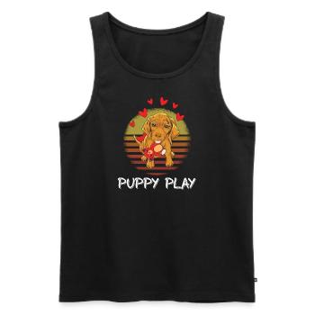 Welpen Spiel - PUPPY PLAY - Hunde - Männer Premium Bio Tank Top - Schwarz - Vorne - Michal (187cm)