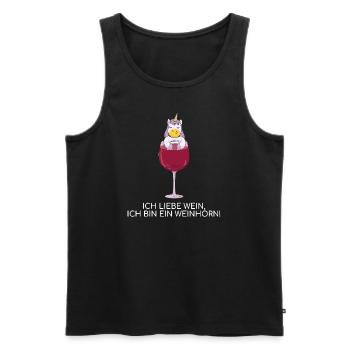 Einhorn WEINHORN Weintrinker Wein - Männer Premium Bio Tank Top - Schwarz - Vorne - Michal (187cm)