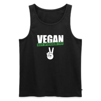 Vegan Beste Entscheidung ever - Männer Premium Bio Tank Top - Schwarz - Vorne - AI Model Male 178 light (178cm)