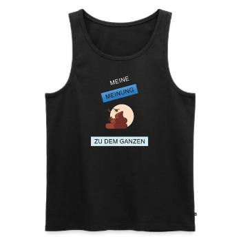 Meine Meinung zu dem Ganzen - Männer Premium Bio Tank Top - Schwarz - Vorne - AI Model Male 178 light (178cm)