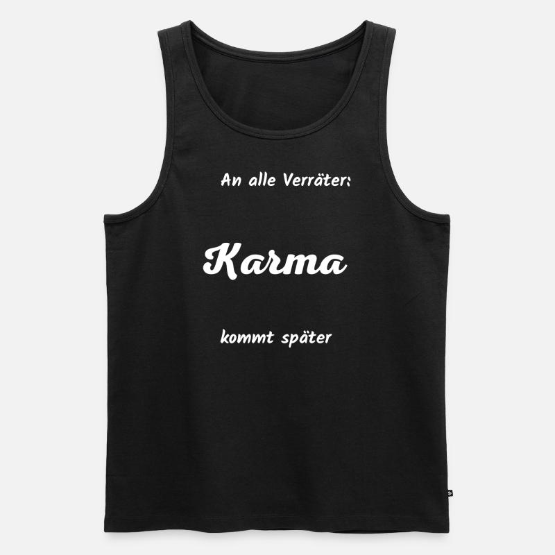 Karma kommt später - Männer Premium Bio Tank Top - Schwarz