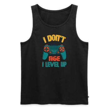 JE NE VIEILLIS PAS JE MONTE DE NIVEAU - Jeux - Débardeur bio Premium Homme - noir - Devant - AI Model Male 178 light (178cm)