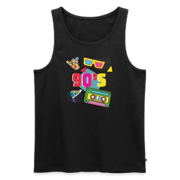 90s I love The 90's Vintage Retro Nineties Costume - Men's Premium Organic Tank Top - black - Front - AI Model Male 178 light (178cm)