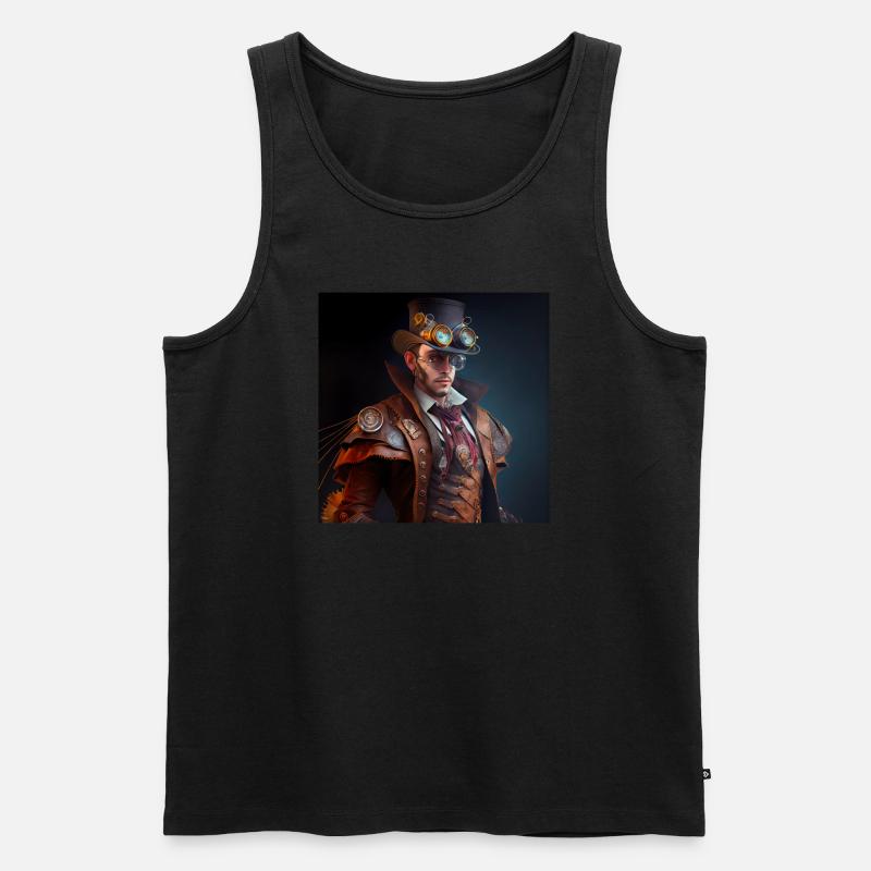 Steampunk Sci-Fi character - Männer Premium Bio Tank Top - Schwarz