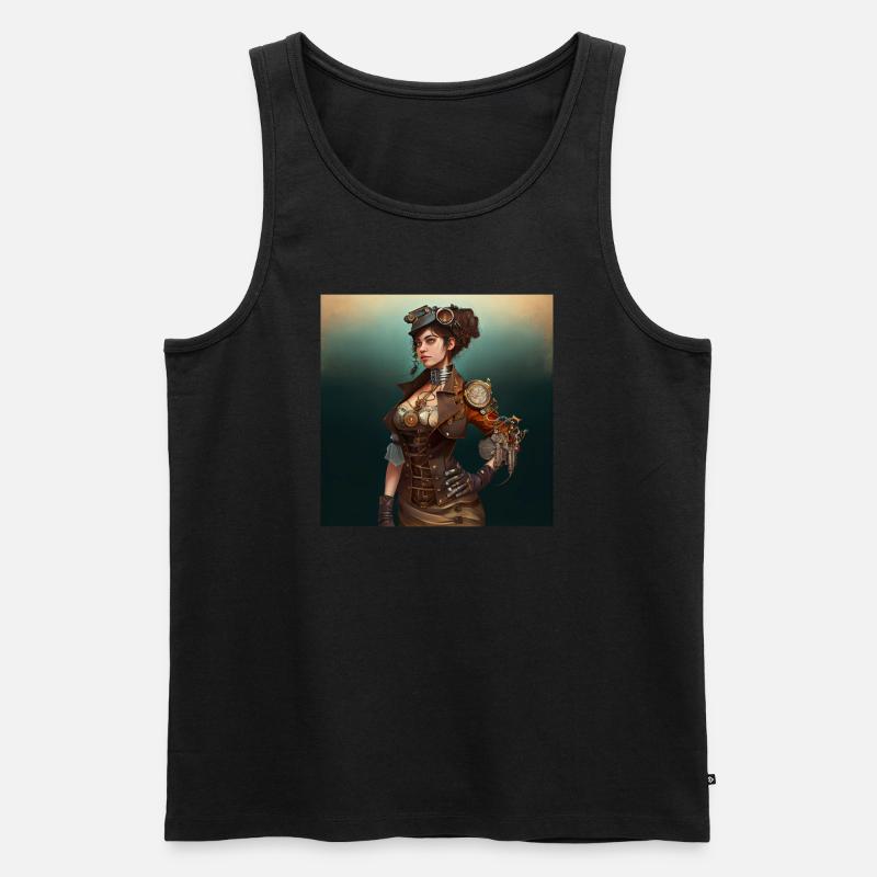 Steampunk Sci-Fi character - Männer Premium Bio Tank Top - Schwarz