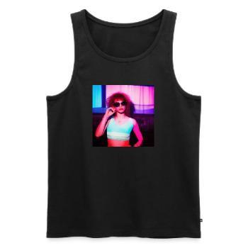 Retrowave Synthwave 80s Character Design - Männer Premium Bio Tank Top - Schwarz - Vorne - Michal (187cm)