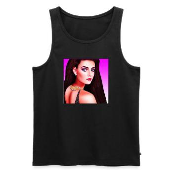 Retrowave Synthwave 80s Character Design - Männer Premium Bio Tank Top - Schwarz - Vorne - Michal (187cm)