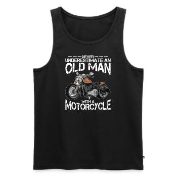 Motorcycle shirt Never underestimate an old man - Männer Premium Bio Tank Top - Schwarz - Vorne - Michal (187cm)