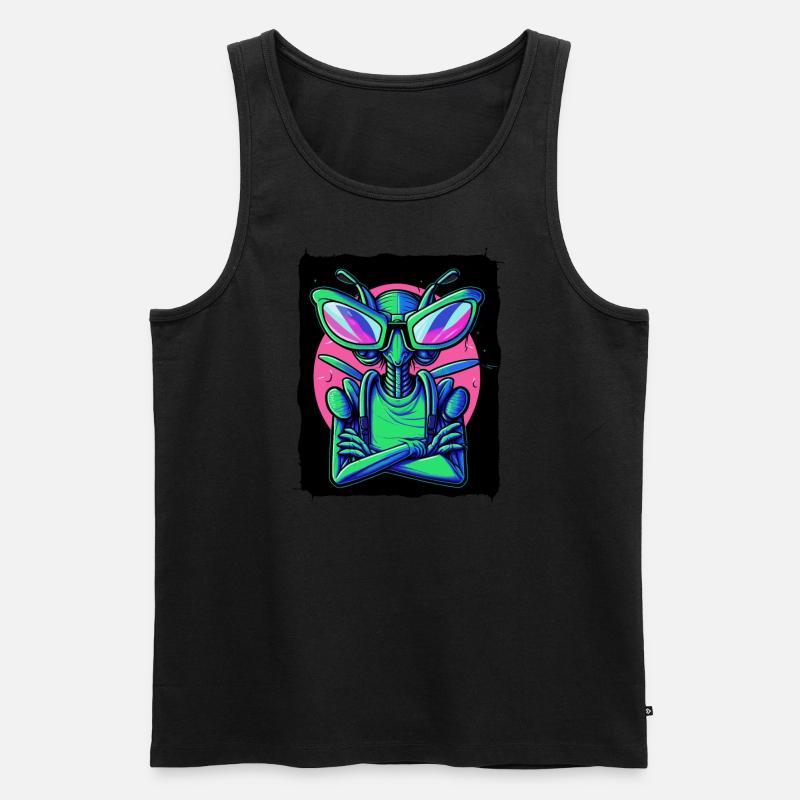 Mantis mit Sonnenbrille - Männer Premium Bio Tank Top - Schwarz