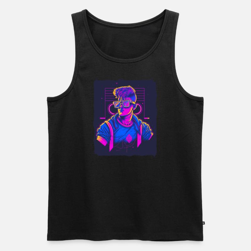 Retro Wave Boy - Männer Premium Bio Tank Top - Schwarz