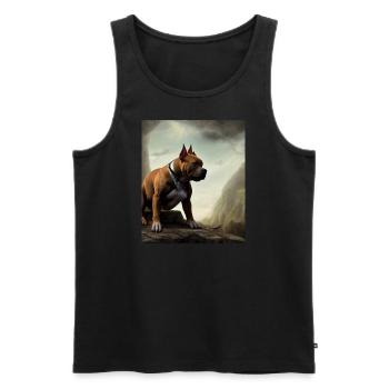 Pitbull - Männer Premium Bio Tank Top - Schwarz - Vorne - Michal (187cm)